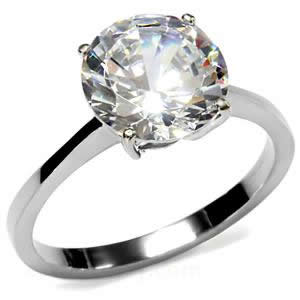 CLASSIC 4CT CZ STAINLESS STEEL RING-6 sizes
